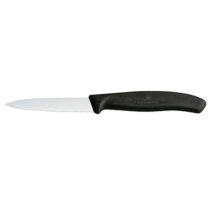 VICTORINOX | Swiss Classic Serrated Paring & Vegetable Knife – 80 mm blade - Black handle