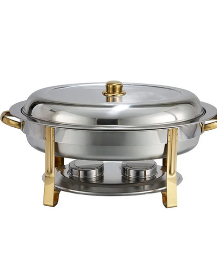 Winco 202 Oval Chafer w/ Lift-off Lid & Chafing Fuel Heat