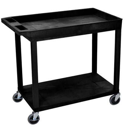 Xe Đẩy Phục Vụ Luxor 2 Tầng Polymer Tải Trọng 181.41 kg Thành Cao Màu Đen (EC12-B)