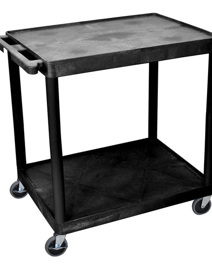 Xe Đẩy Phục Vụ Luxor 2 Tầng Polymer Tải Trọng 181.41 kg Thành Cao Màu Đen (HE38-B)
