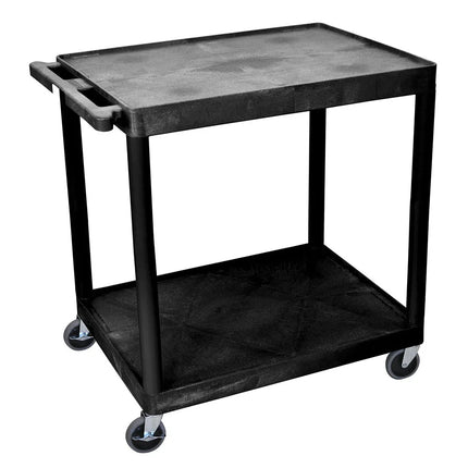 Xe Đẩy Phục Vụ Luxor 2 Tầng Polymer Tải Trọng 181.41 kg Thành Cao Màu Đen (HE38-B)
