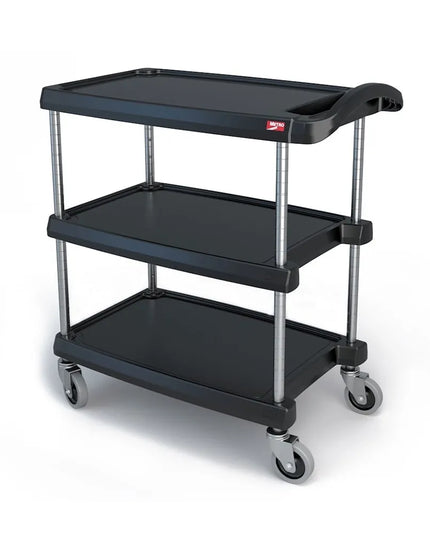 Xe Đẩy Phục Vụ Metro MY1627-34BL 3 Tầng Polymer Tải Trọng 181.41 kg Thành Chống Trượt