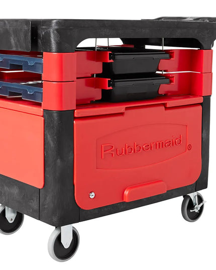 Xe Đẩy Phục Vụ Rubbermaid FG618088 BLA 2 Tầng Polymer Tải Trọng 149.66 kg Thành Phẳng