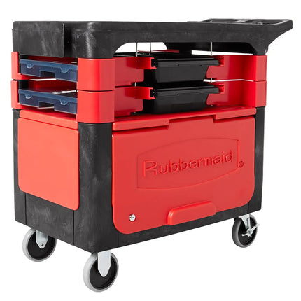 Xe Đẩy Phục Vụ Rubbermaid FG618088 BLA 2 Tầng Polymer Tải Trọng 149.66 kg Thành Phẳng