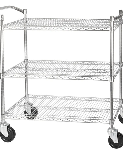 Xe Đẩy Tiện Ích Lưới 3 Tầng Winco VCCD-1836B Tải Trọng 362.81 kg, Gờ Phẳng, Mạ Crom