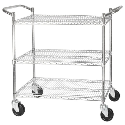 Xe Đẩy Tiện Ích Lưới 3 Tầng Winco VCCD-1836B Tải Trọng 362.81 kg, Gờ Phẳng, Mạ Crom