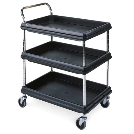 Xe Đẩy Tiện Ích Nhựa 3 Tầng Metro BC2030-3DBL Tải Trọng 181.41 kg, Gờ Nâng