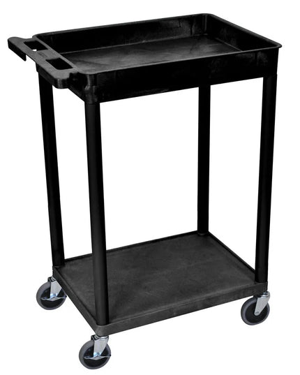Xe Đẩy Tiện Ích Polymer 2 Tầng Luxor Tải Trọng 136.05 kg, Gờ Nâng, Đen (STC12-B)