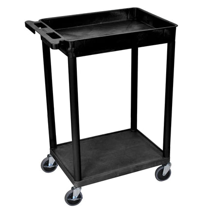 Xe Đẩy Tiện Ích Polymer 2 Tầng Luxor Tải Trọng 136.05 kg, Gờ Nâng, Đen (STC12-B)