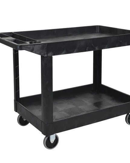 Xe Đẩy Tiện Ích Polymer 2 Tầng Luxor Tải Trọng 226.76 kg, Gờ Nâng, Đen (XLC11-B)