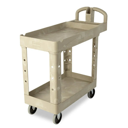 Xe Đẩy Tiện Ích Polymer 2 Tầng Rubbermaid FG450088BEIG Tải Trọng 226.76 kg, Gờ Cao