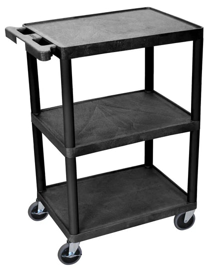 Xe Đẩy Tiện Ích Polymer 3 Tầng Luxor Tải Trọng 136.05 kg, Gờ Nâng, Đen (STC222-B)