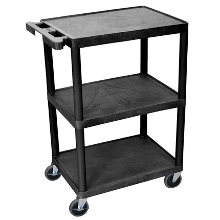 Xe Đẩy Tiện Ích Polymer 3 Tầng Luxor Tải Trọng 136.05 kg, Gờ Nâng, Đen (STC222-B)