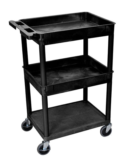 Xe Đẩy Tiện Ích Polymer 3 Tầng Luxor Tải Trọng 136.05 kg, Gờ Nâng, Đen (STC112-B)