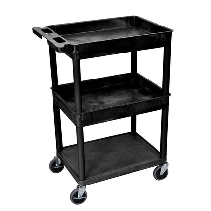 Xe Đẩy Tiện Ích Polymer 3 Tầng Luxor Tải Trọng 136.05 kg, Gờ Nâng, Đen (STC112-B)