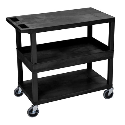 Xe Đẩy Tiện Ích Polymer 3 Tầng Luxor Tải Trọng 181.41 kg, Gờ Nâng, Đen (EC212-B)