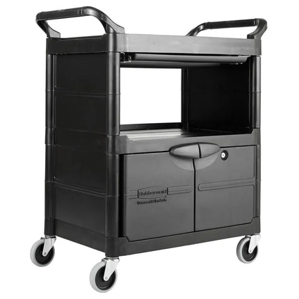 Xe Đẩy Tiện Ích Polymer 3 Tầng Rubbermaid FG345700BLA Tải Trọng 90.7 kg, Gờ Nâng