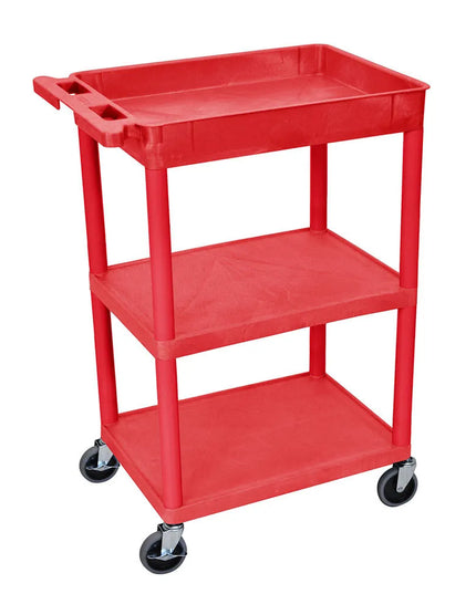 Xe Đẩy Tiện Ích Polymer Luxor 3 Tầng Tải Trọng 136.05 kg Thành Cao Đỏ RDSTC122RD