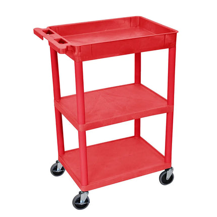 Xe Đẩy Tiện Ích Polymer Luxor 3 Tầng Tải Trọng 136.05 kg Thành Cao Đỏ RDSTC122RD