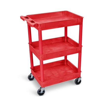 Xe Đẩy Tiện Ích Polymer Luxor 3 Tầng Tải Trọng 136.05 kg Thành Cao Đỏ RDSTC111RD