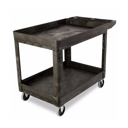 Xe Đẩy Tiện Ích Polymer Rubbermaid FG452089BLA 2 Tầng, Gờ Cao, Xốp Kết Cấu, Màu Đen