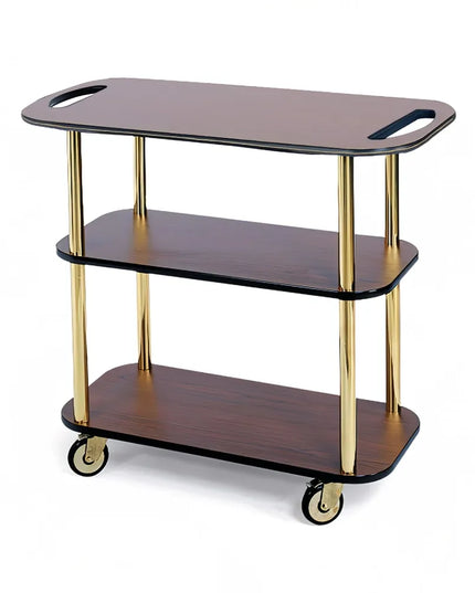 Xe Đẩy Tráng Miệng Chữ Nhật Geneva Thiết Kế Nhiều Tầng - Gỗ Gụ (36104)