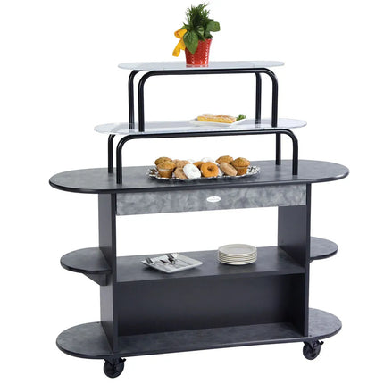 Xe Đẩy Tráng Miệng Oval Geneva Thiết Kế Nhiều Tầng - Xám Cát (37218)