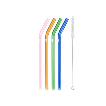 ZWILLING | Sorrento Coloured Glass Straw Set – 4x straws + brush - borosilicate - hot & cold