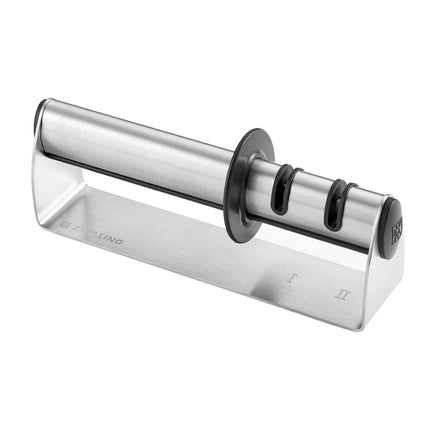 ZWILLING | TWINSHARP 2‑Stage Pull‑Through Knife Sharpener – Silver - SS & Ceramic - Incl. Asian knives