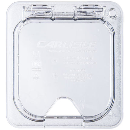 Nắp Khay Thực Phẩm Bản Lề Cỡ 1/6 Đa Năng Carlisle - Có Rãnh, Polycarbonate, Trong Suốt (10319Z07)