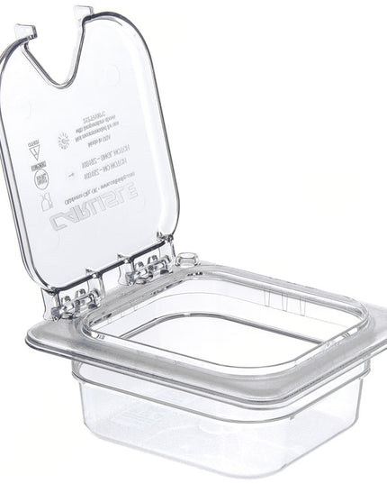 Nắp Khay Thực Phẩm Bản Lề Cỡ 1/6 Đa Năng Carlisle - Có Rãnh, Polycarbonate, Trong Suốt (10319Z07)