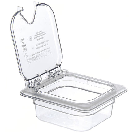 Nắp Khay Thực Phẩm Bản Lề Cỡ 1/6 Đa Năng Carlisle - Có Rãnh, Polycarbonate, Trong Suốt (10319Z07)