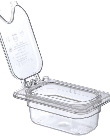 Nắp Khay Thực Phẩm Bản Lề Carlisle Universal Cỡ 1/9 - Có Rãnh, Polycarbonate, Trong Suốt (10339Z07)
