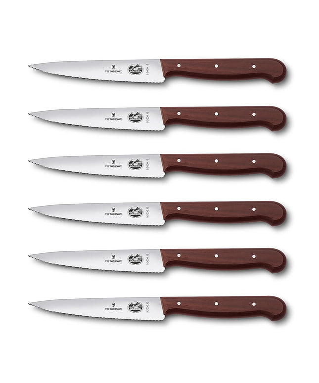 Bộ 6 Dao Steak Victorinox 5.2030.12-X4 Lưỡi Răng Cưa Cán Gỗ Hồng
