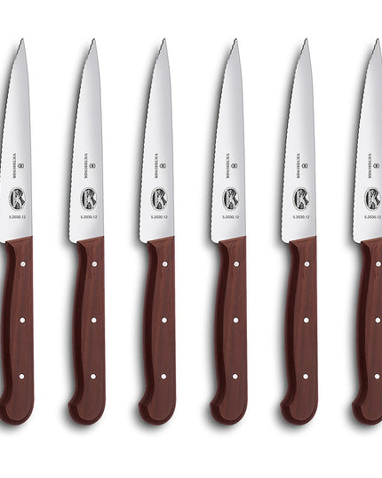 Bộ 6 Dao Steak Victorinox 5.2030.12-X4 Lưỡi Răng Cưa Cán Gỗ Hồng