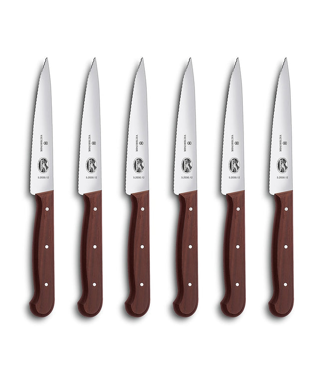 Bộ 6 Dao Steak Victorinox 5.2030.12-X4 Lưỡi Răng Cưa Cán Gỗ Hồng