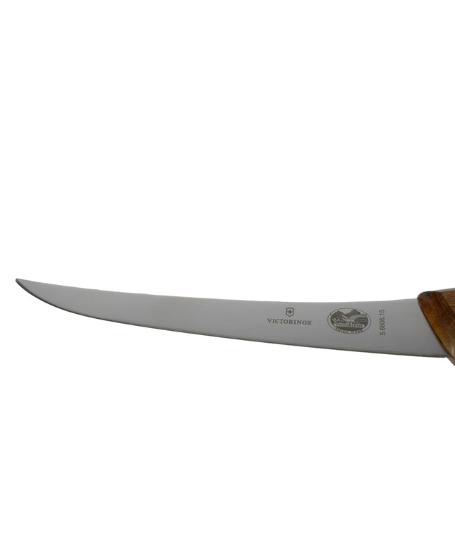 Dao Rọc Thịt Cong Lưỡi Bán Cứng Victorinox 5.6606.15-X1 Lưỡi 15.2 cm Cán Gỗ Hồng Mộc