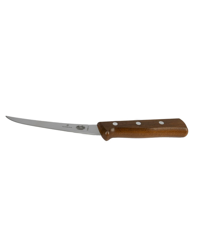 Dao Rọc Thịt Cong Lưỡi Bán Cứng Victorinox 5.6606.15-X1 Lưỡi 15.2 cm Cán Gỗ Hồng Mộc
