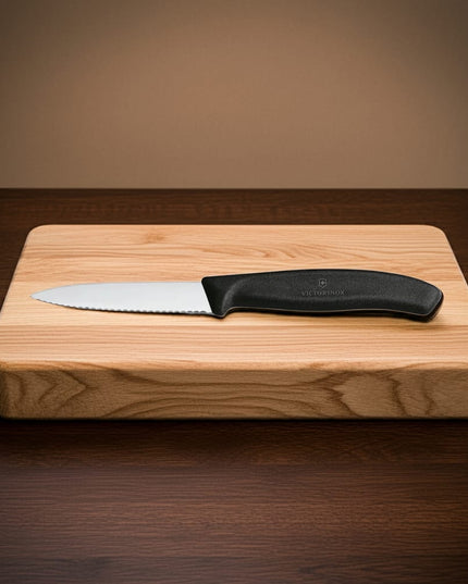 Dao Gọt Lưỡi Lượn Sóng Victorinox 6.7633 Lưỡi 8.3 cm Cán Polypropylene Đen