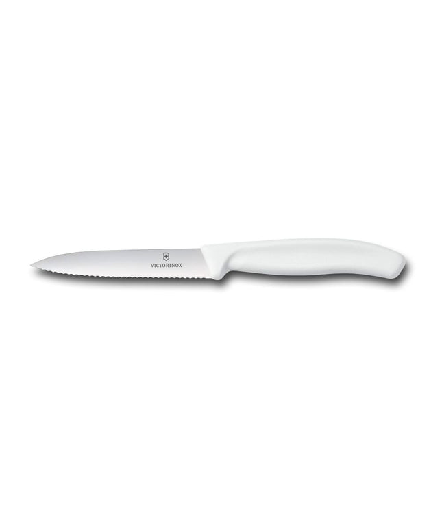 Dao Gọt Lưỡi Lượn Sóng Victorinox 6.7737 10.2 cm Cán Polypropylene Trắng