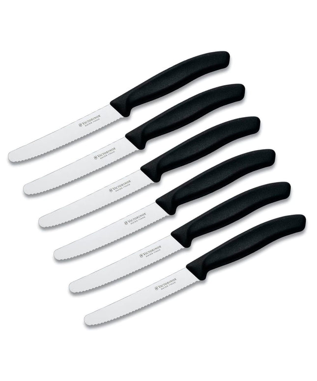 Bộ 6 Dao Steak Victorinox 6.7833-X8 Đầu Tròn Lưỡi Răng Cưa Cán Đen