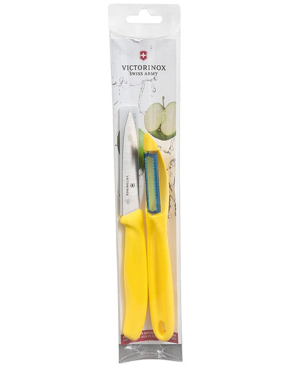 Bộ Dao Gọt Và Dụng Cụ Gọt Vỏ Victorinox 7.6075.8-X1 Thép Không Gỉ Tay Cầm Vàng