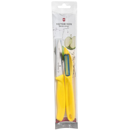 Bộ Dao Gọt Và Dụng Cụ Gọt Vỏ Victorinox 7.6075.8-X1 Thép Không Gỉ Tay Cầm Vàng