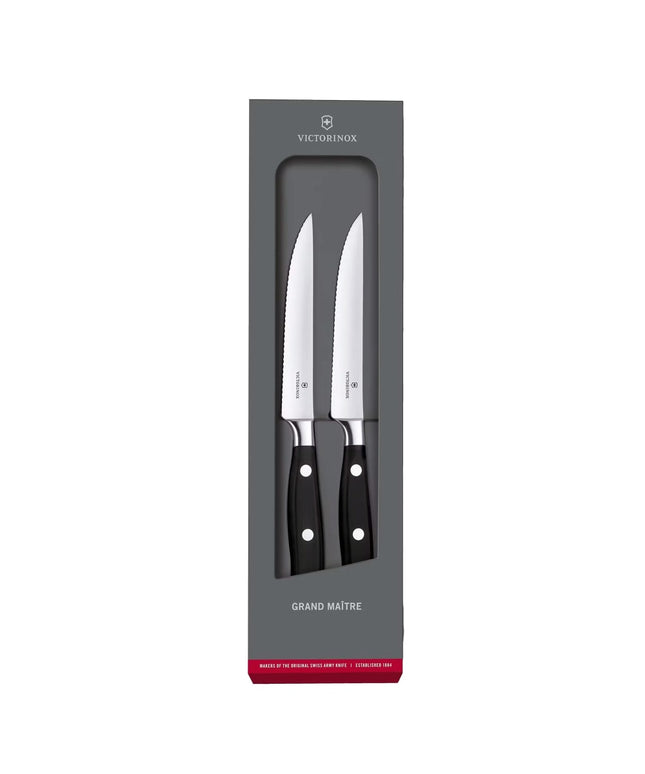Bộ Dao Cắt Bít Tết Răng Cưa Victorinox 7.7242.2W 11.9 cm Grand Maître Tay Cầm POM Đen Thép Không Gỉ