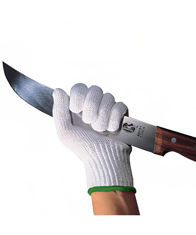 Găng Tay Chống Cắt Victorinox 7.9048.M Cỡ M - Chất Liệu Pha Trộn, Trắng Dây Cổ Tay Xanh Lá