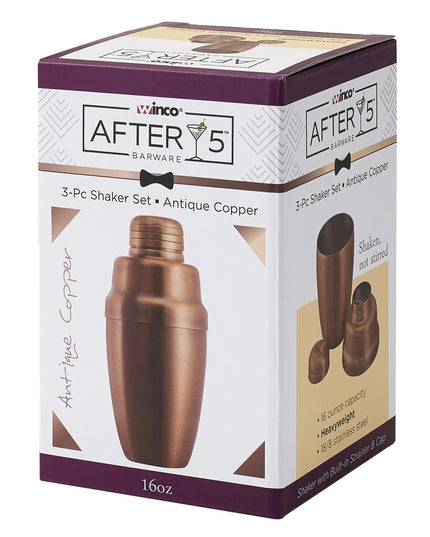 Bộ Bình Lắc Cocktail Winco BASS-16AC 470 ml Thép Không Gỉ Hoàn Thiện Đồng Cổ Điển
