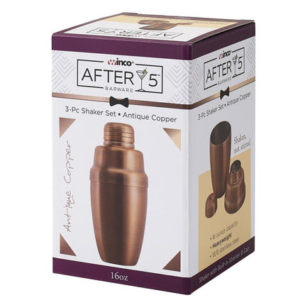 Bộ Bình Lắc Cocktail Winco BASS-16AC 470 ml Thép Không Gỉ Hoàn Thiện Đồng Cổ Điển