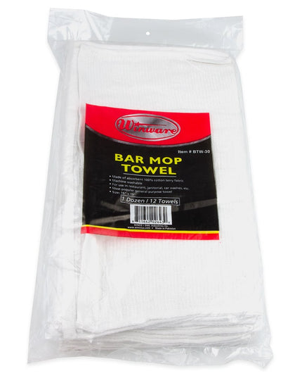 Khăn Quầy Bar Cotton Trắng Winco BTW-30 40.6 cm x 48.3 cm