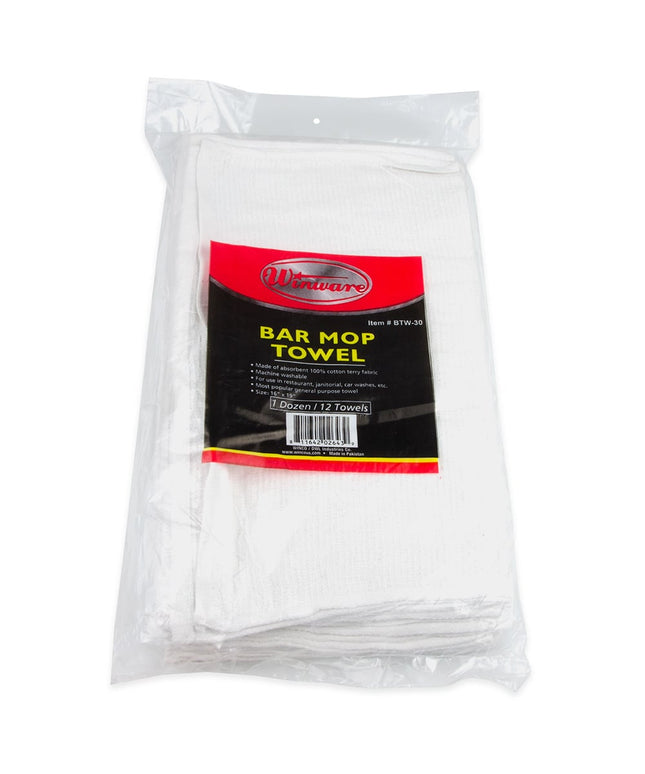 Khăn Quầy Bar Cotton Trắng Winco BTW-30 40.6 cm x 48.3 cm