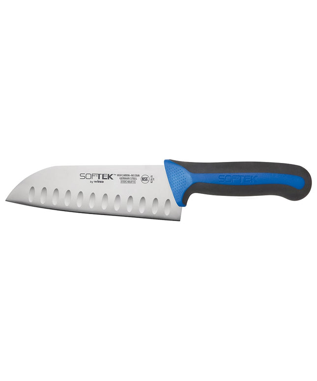Dao Santoku Winco KSTK-70 17.8 cm Lưỡi Thép Carbon Cán TPR Đen